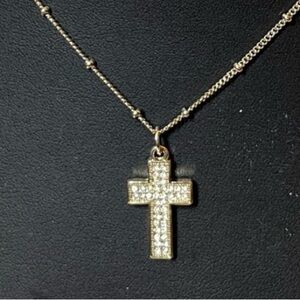 New CZ Cross necklace. Gold-tone. Adjustable. Feminine. Perfect gift!